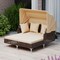 Outdoor PE Rattan Sun Lounger with Double Cushions and Retractable Canopy Heavy-Duty Metal Frame